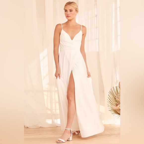Lulus Bridal Choose Your Love White Surplice Sleeveless Maxi Dress - Picture 7 of 14